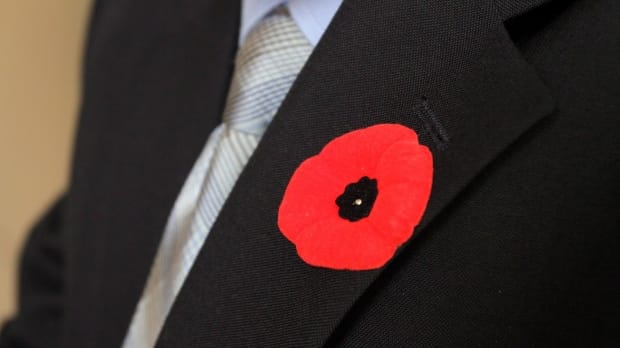 image of a poppy on a lapel
