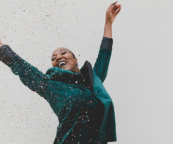 Woman celebrating success